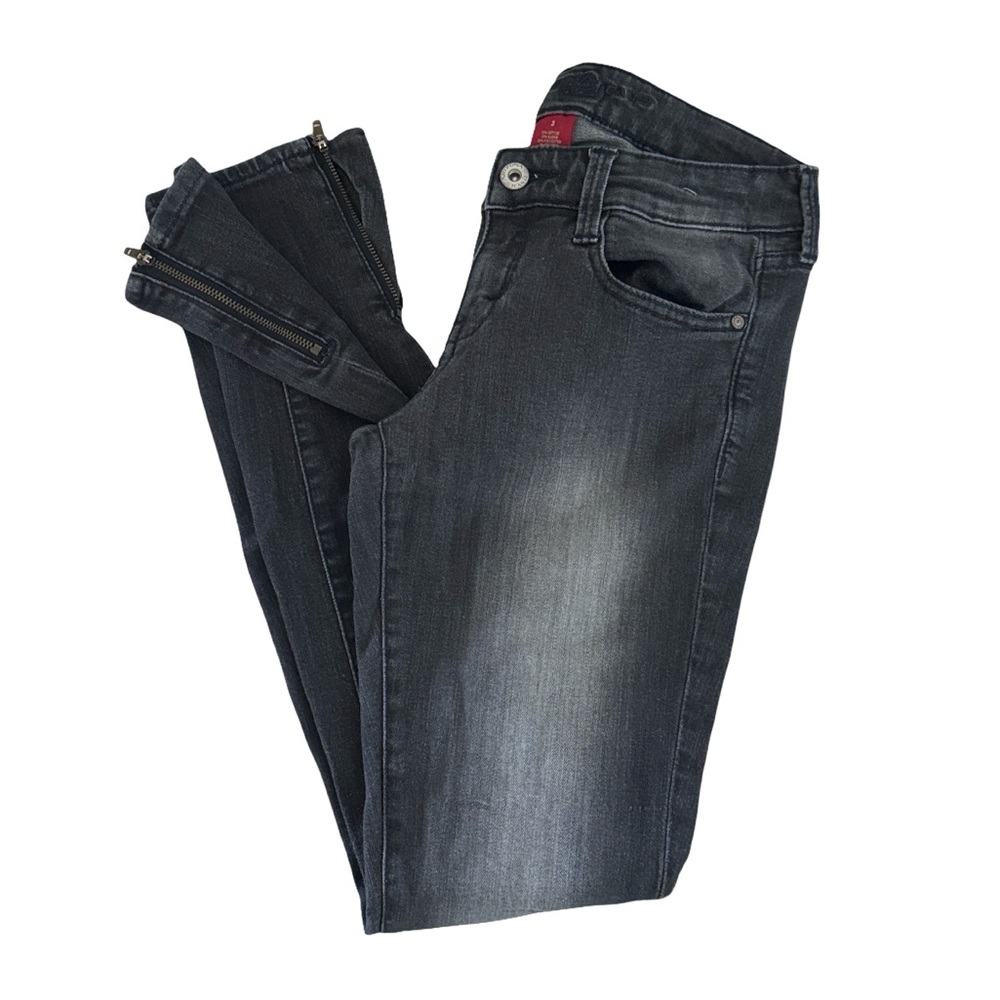 Arizona Black Distressed Skinny Jeans Zipper Hems‎